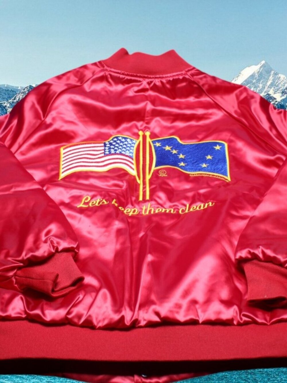 Exxon oil spill 1994 Alaska Jacket Let's keep them clean environment clean up XL
